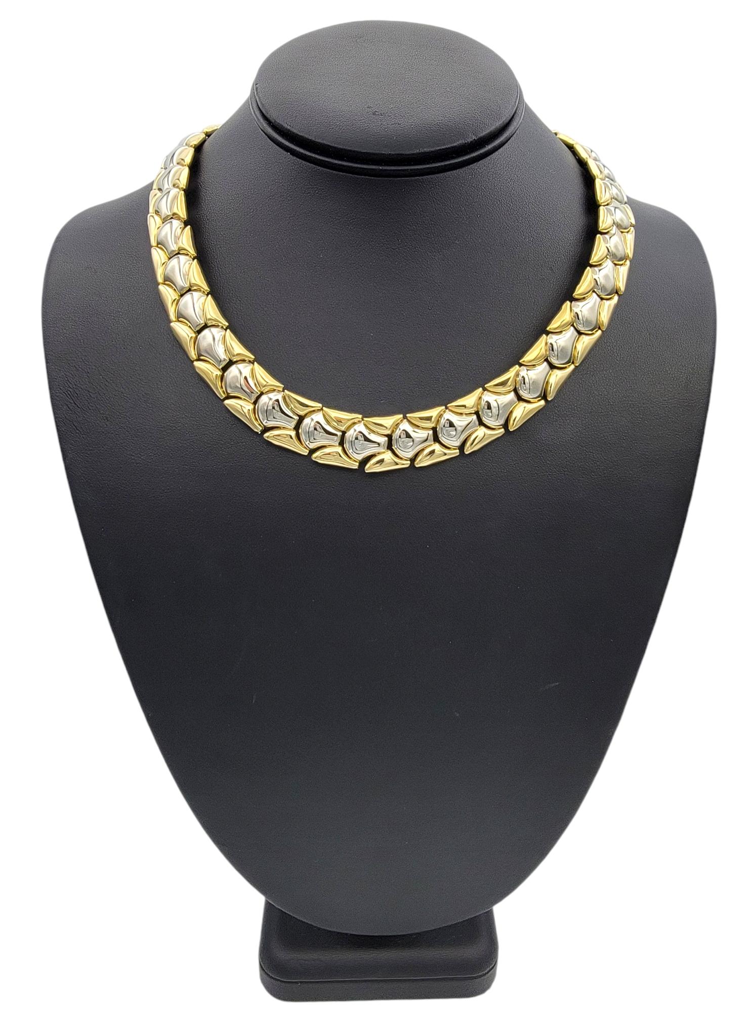 Chimento Collier à maillons texturé bicolore poli en or 18 carats en vente 3