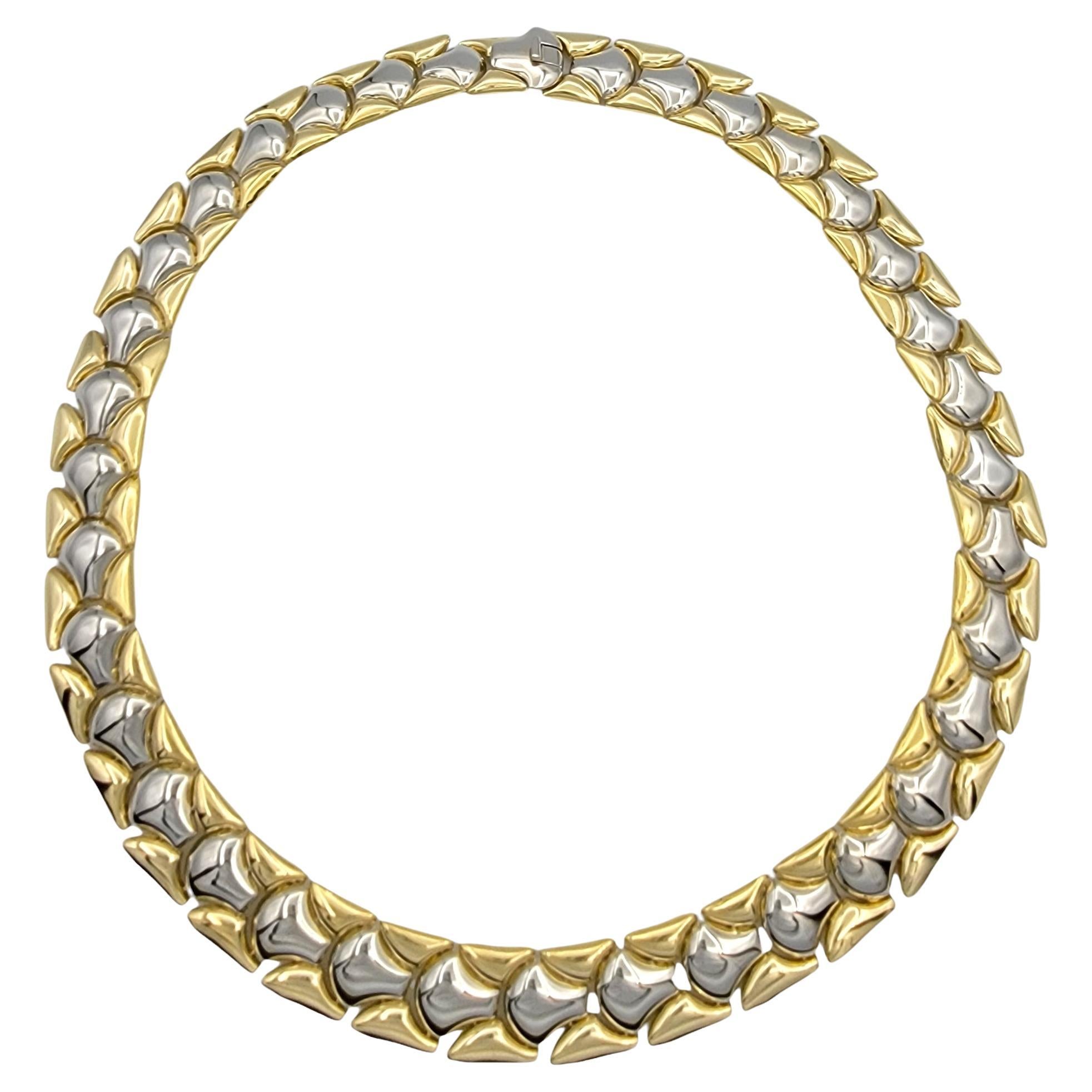 Chimento Polished Two-Tone Textured Collar Link Necklace in 18 Karat Gold