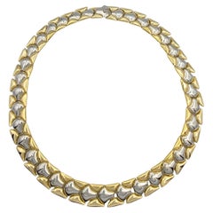 Chimento Polished Two-Tone Textured Collar Link Necklace in 18 Karat Gold
