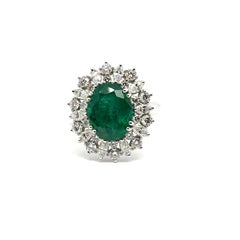 Chimento Princess Ring Emerald Carats Diamonds White Gold 18 Karat