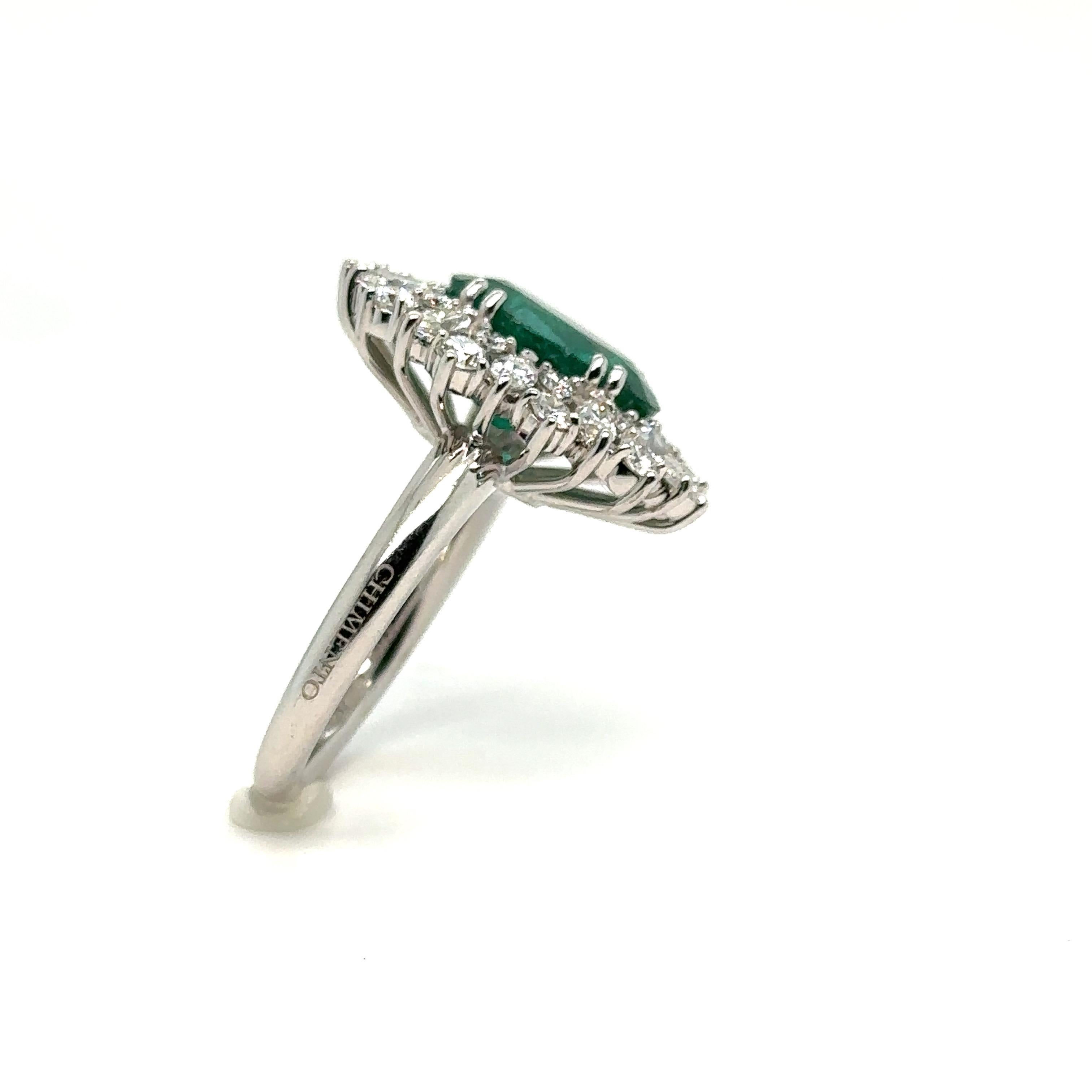 Chimento Princess Ring Emerald Carats Diamonds White Gold 18 Karat For Sale 1