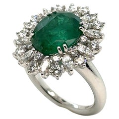 Chimento Prinzessin-Ring Smaragd Karat Diamanten Weißgold 18 Karat