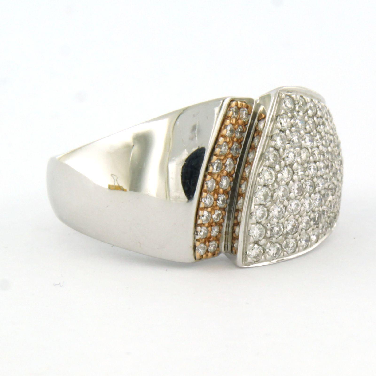 Modern CHIMENTO ring with brilliant cut diamonds up to 0.88ct 18k gold 12.0 grams For Sale
