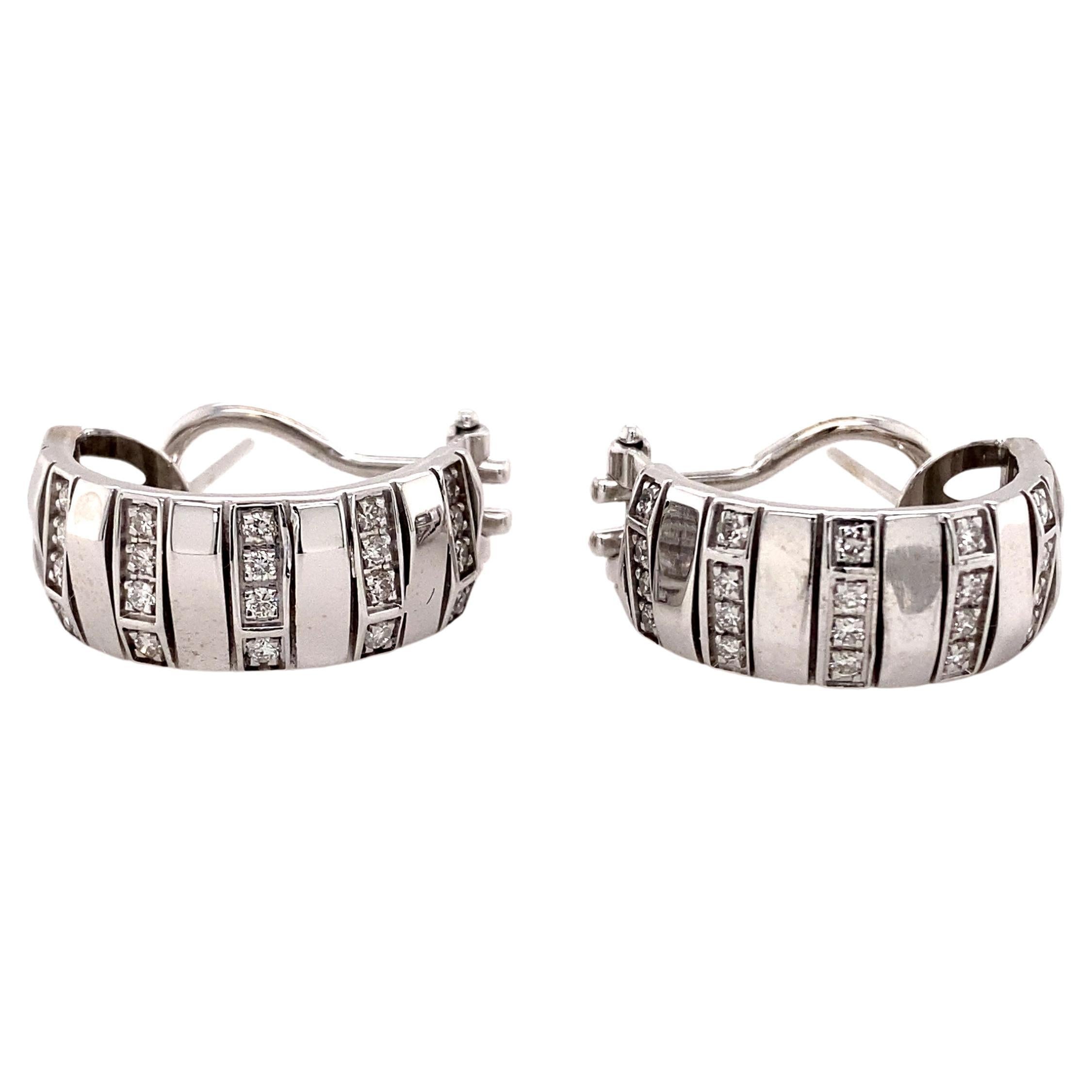 Chimento Round Diamonds Hoop Earrings in 18kt White Gold For Sale