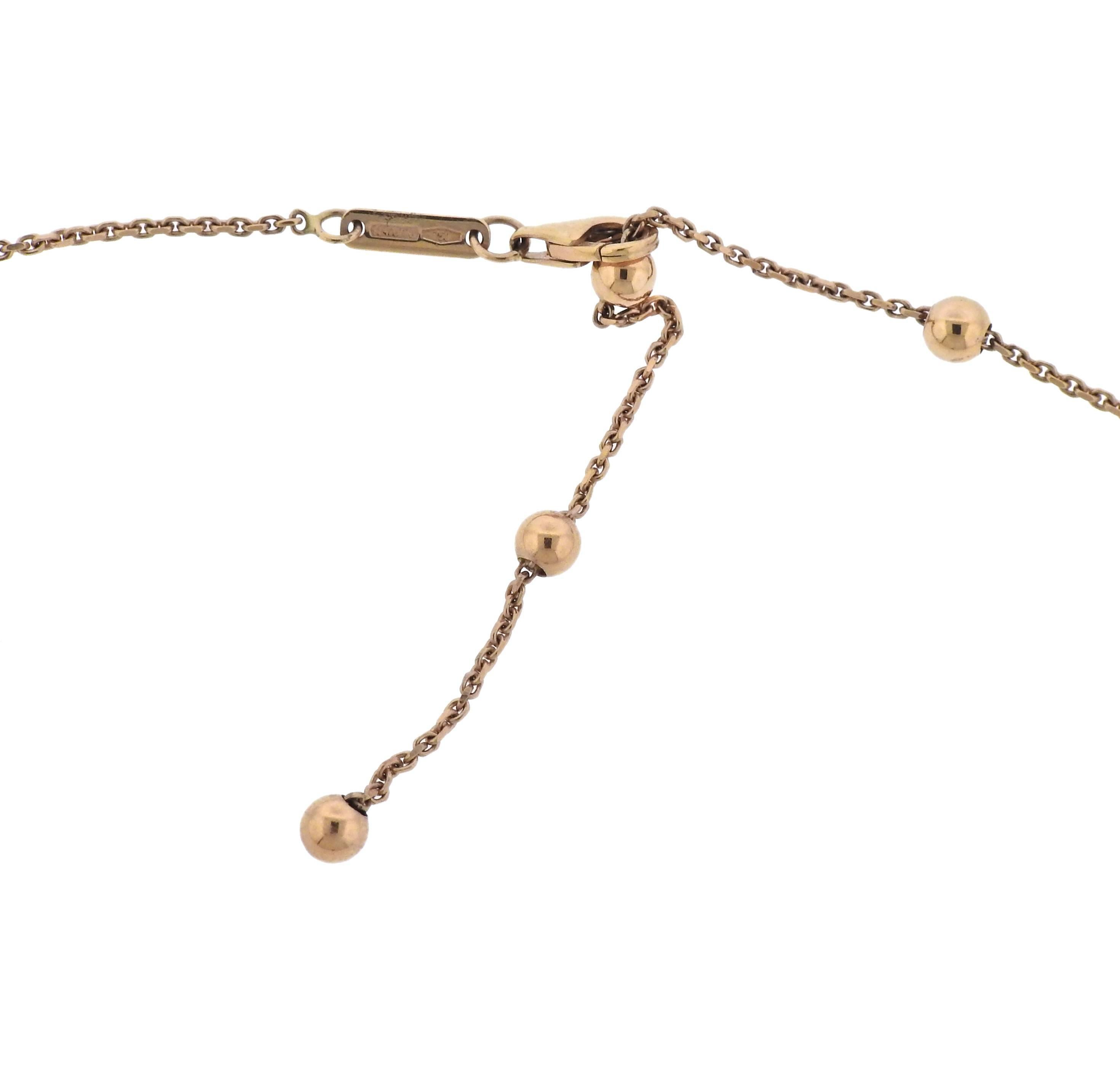 Women's or Men's Chimento Smokey Quartz Diamond Rose Gold Pendant Necklace