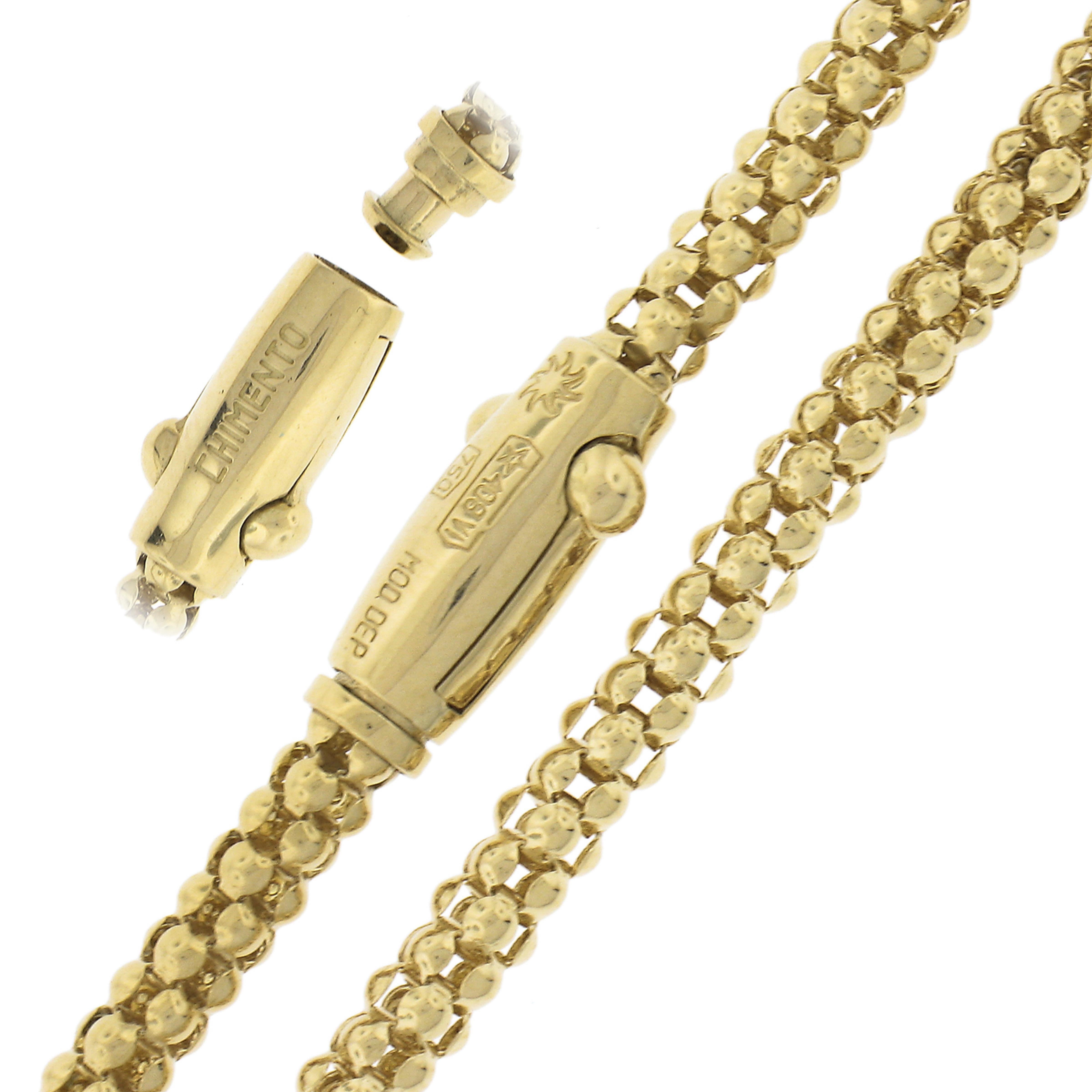  Chimento - Collier en or jaune 18K massif avec chaîne à maillons en maïs soufflé et fermoir en forme de tonneau - 17 pouces Pour femmes 