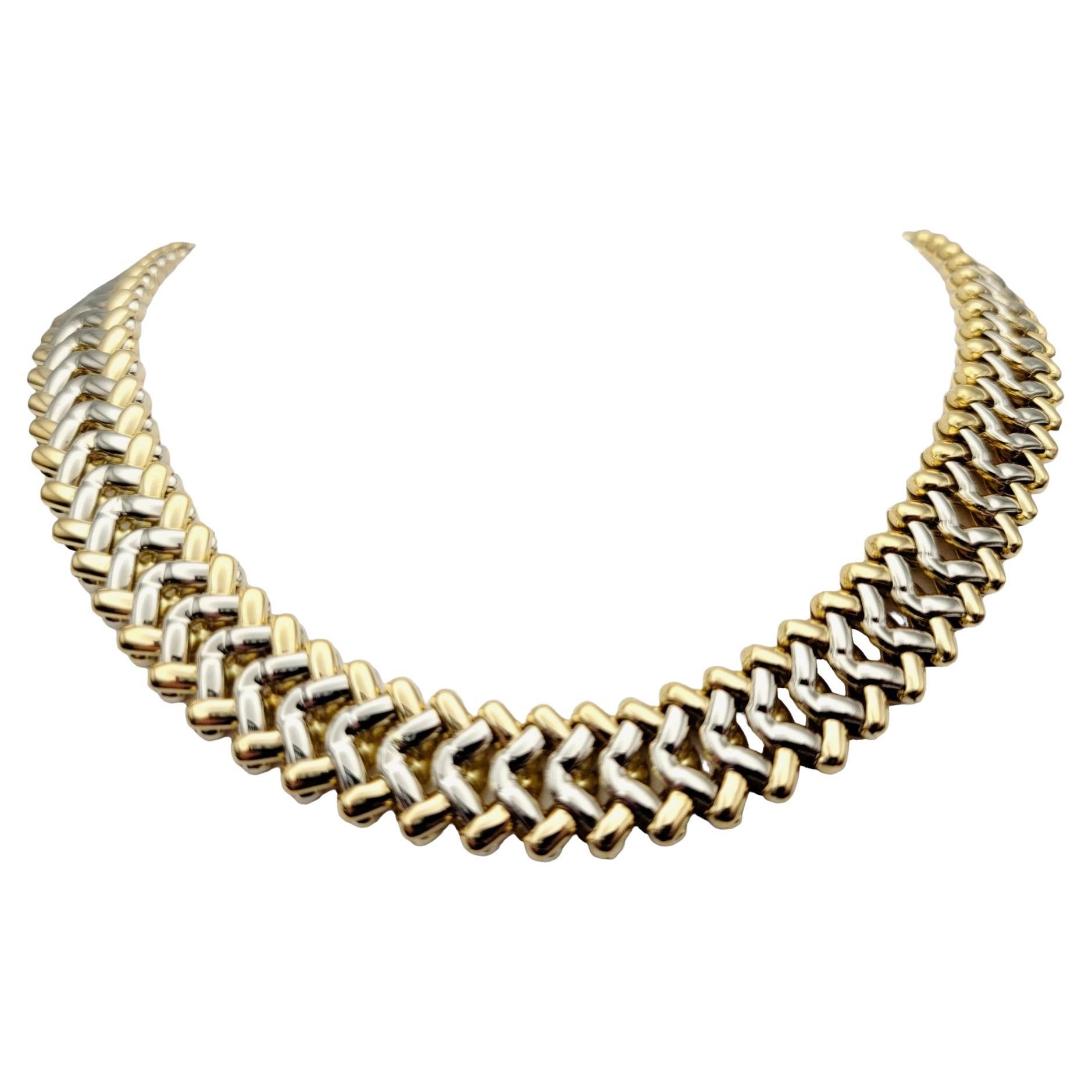 Chimento Choker-Halskette aus poliertem 18 Karat Gelb- und Weißgold, zweifarbig 