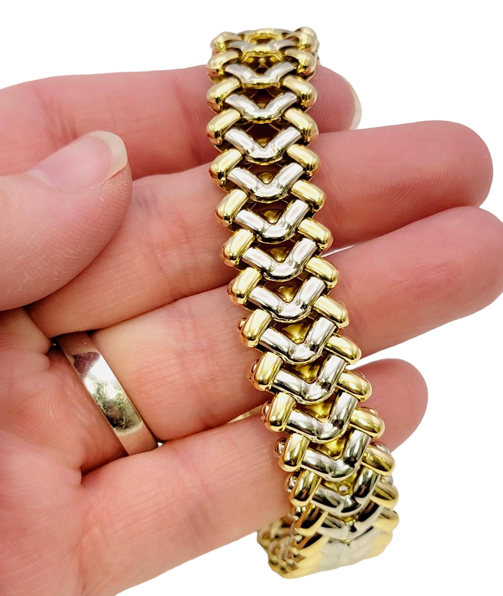 Chimento Two-Tone Polished 18 Karat Yellow and White Gold Flexible Link Bracelet For Sale 5