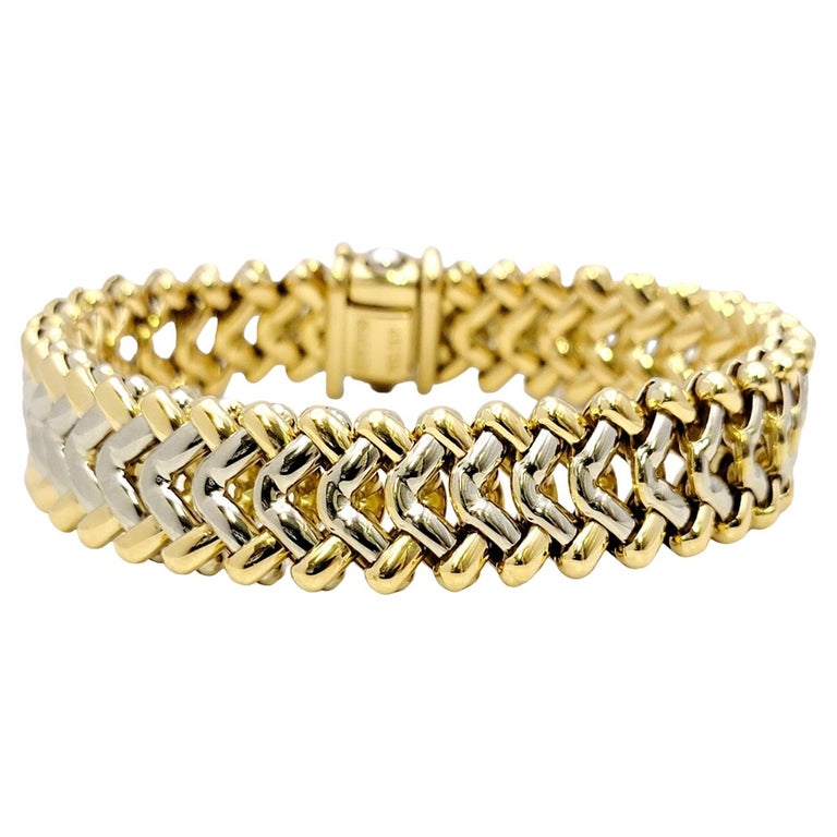 Chimento Bracelet à maillons souples en or jaune et blanc 18