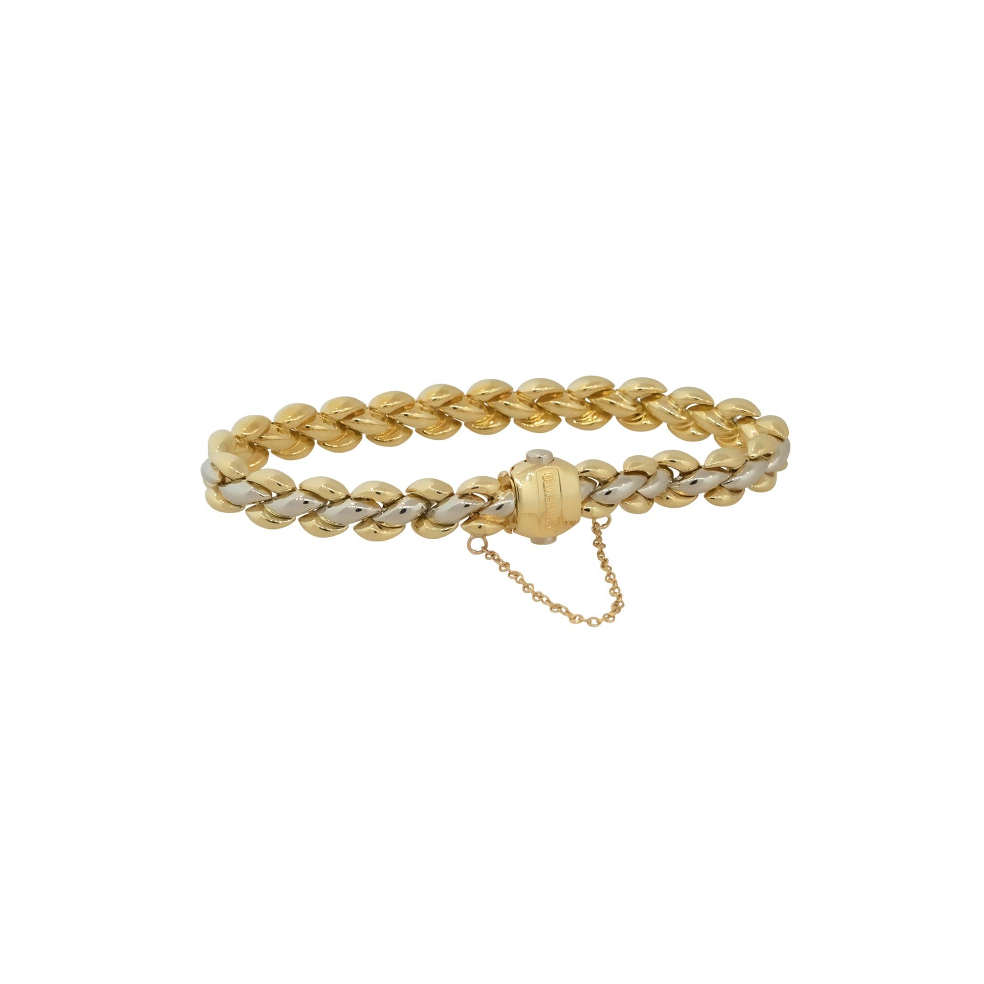 Women's Chimento Two-Tone Yellow and White Gold Reversible Bracelet 18 Karat in Stock For Sale