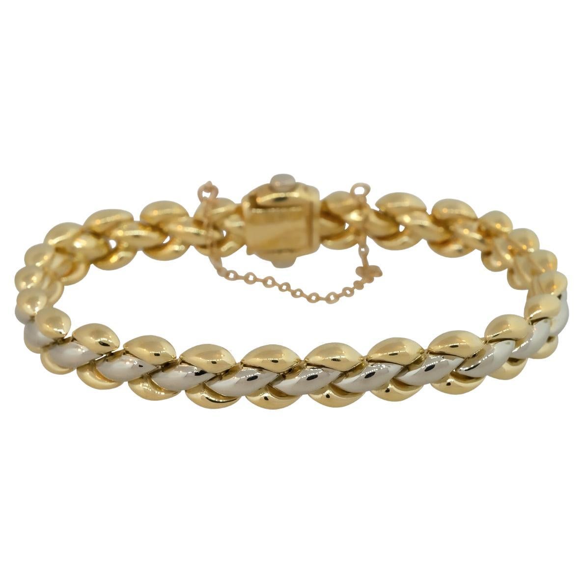 Chimento Two-Tone Yellow and White Gold Reversible Bracelet 18 Karat in Stock