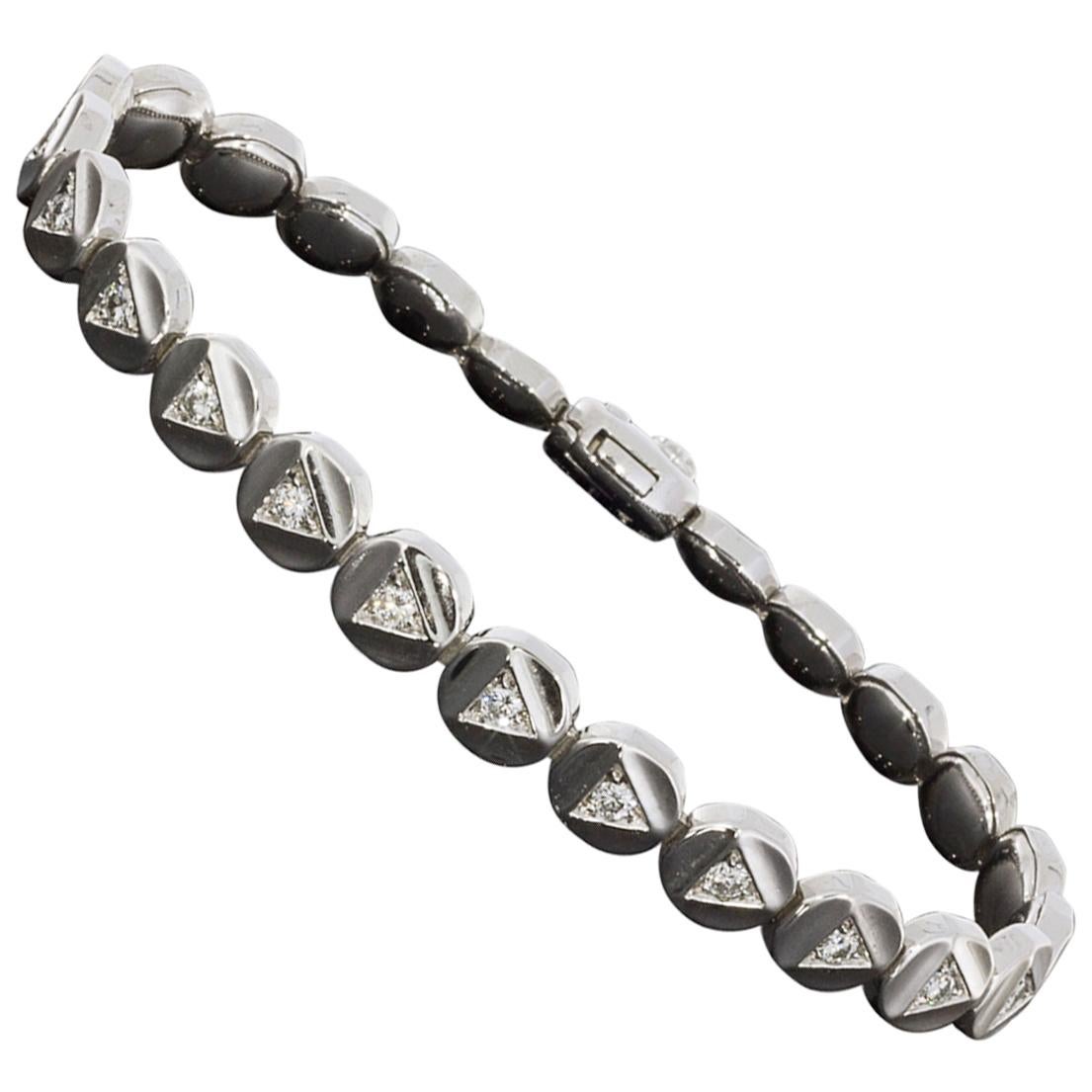 Chimento White Gold Triangle Shapes 1.17 Carat Round Diamond Tennis