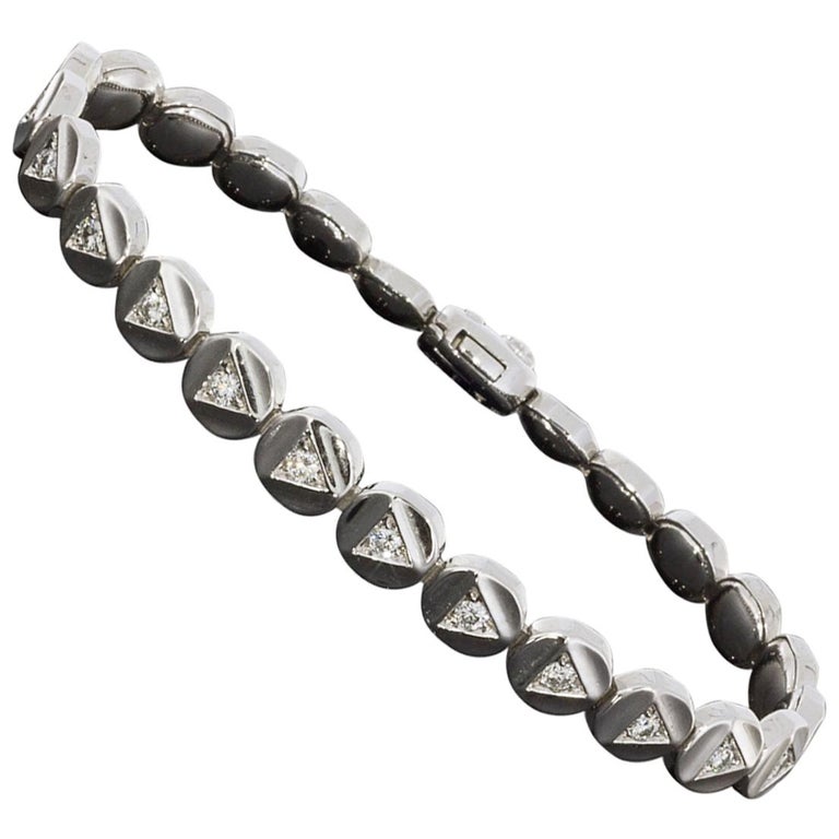 Chimento White Gold Triangle Shapes 1.17 Carat Round Diamond Tennis