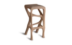 Chimera Sculptural Bar Stool, Ash wood, Leather Upholstery by Amorph