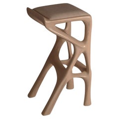 Chimera Bar Stool, Asian Sand stain, Ash wood, with Leather Upholstery by Amorph