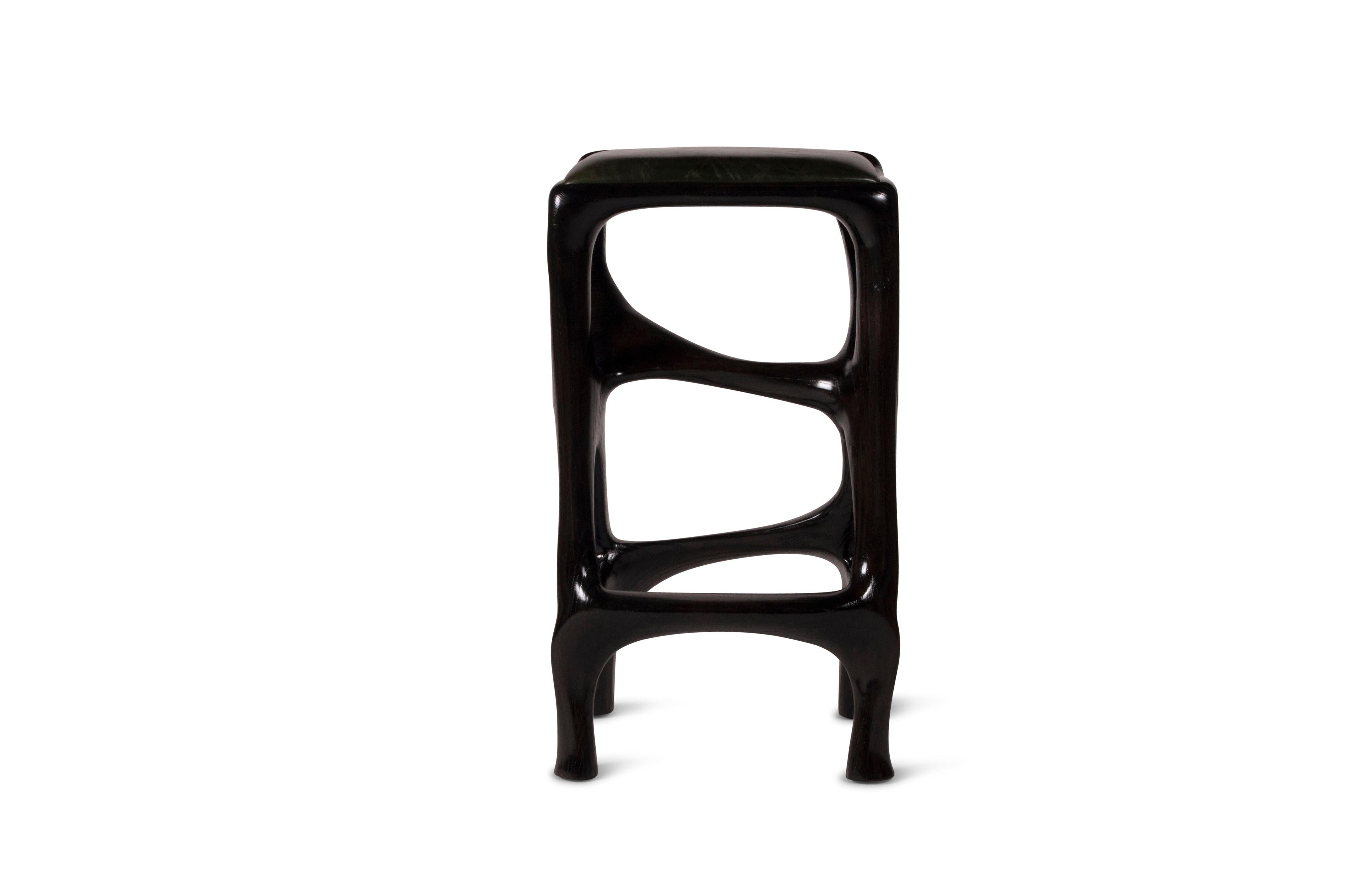 Modern Amorph Chimera Bar stool Solid Wood with Ebony Finish Counter Height For Sale