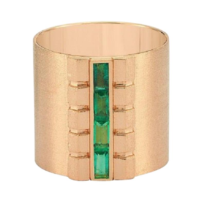 Chimera Cigar Ring in 14k Rose Gold with Emerald