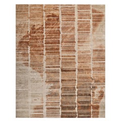 Chimera Hand Tufted Modern Silk Rug in Rust Beige & Blue Grey Colours by Hands