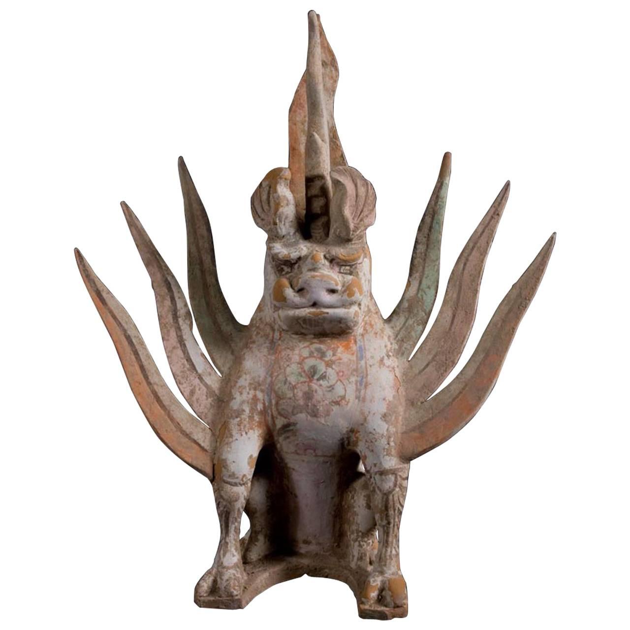 Chimera (Pixiu) Terracotta Mythological Being - Tang Dynasty, China '618-907 AD'