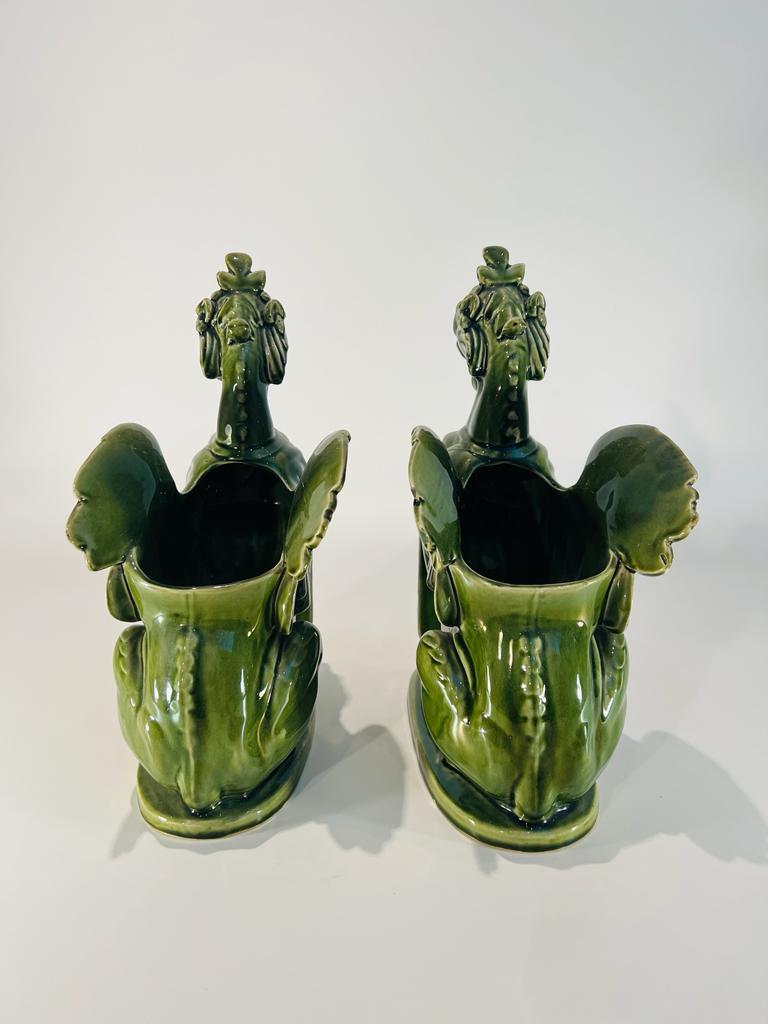 French Chimeras in france porcelain circa 1870 signed H.B &Cie - Choisy le Roi pair. For Sale