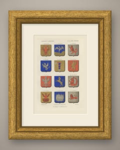 Chimerical Beasts in Heraldry, Dragons and Griffins, Antique Print, 1851