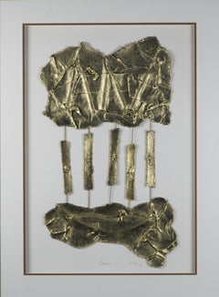 "Chimes" de Harris Strong Collage abstracto moderno de mediados de siglo enmarcado y firmado