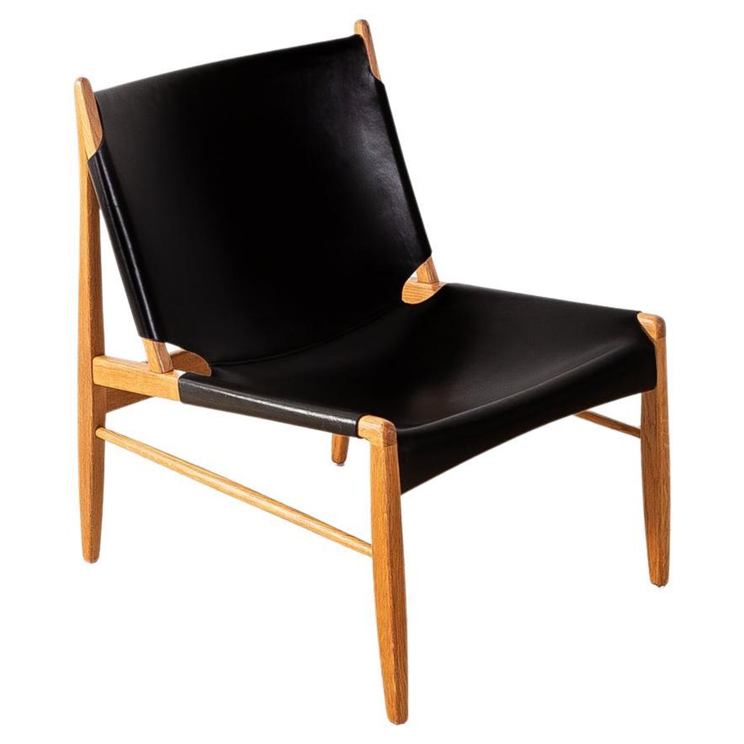 Franz Xaver Lutz Chimney Chair with Black Original Leather at