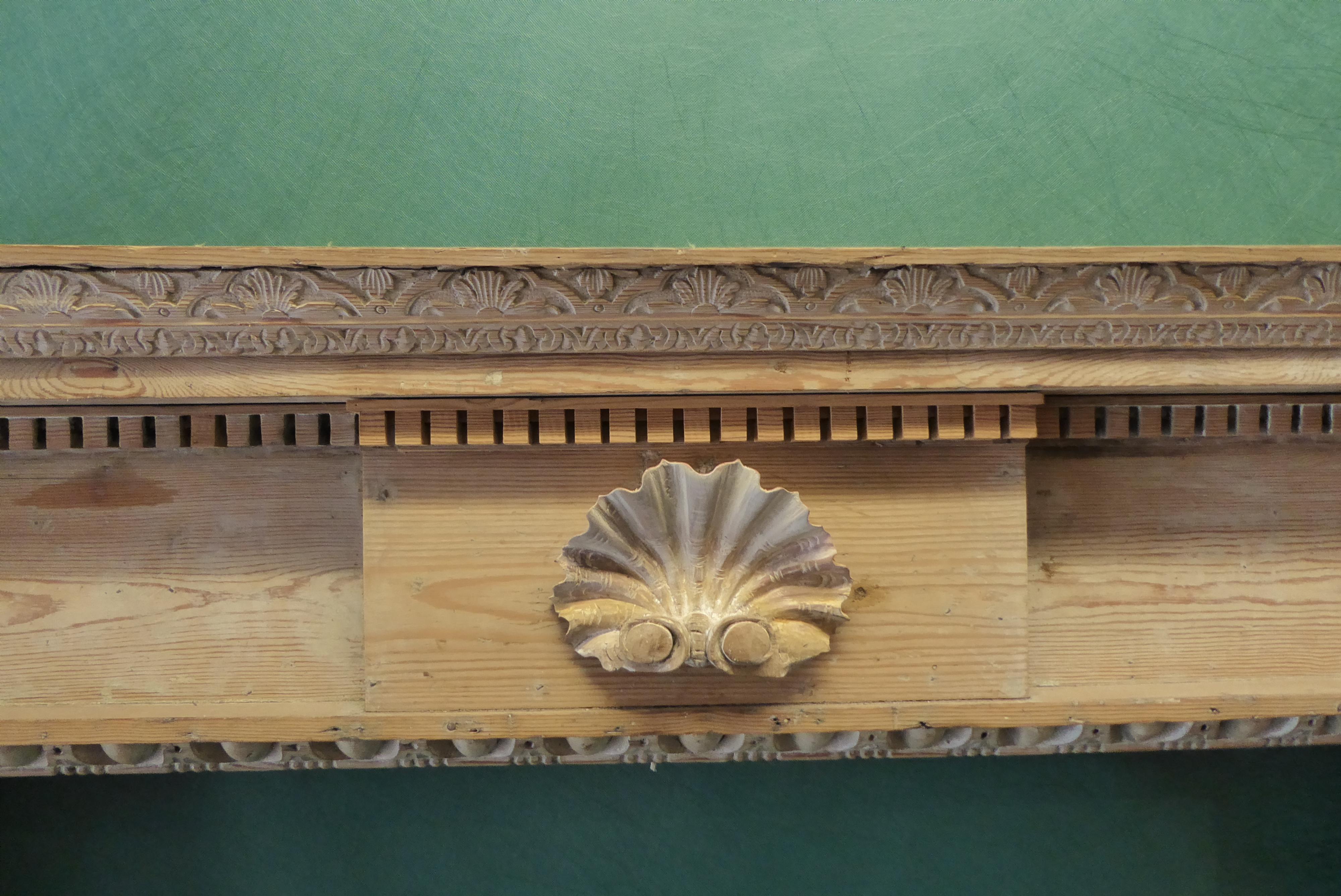 Chimney Piece, Mantle Piece Carved Pinewood George II circa 1730 Wth Shell For Sale 1