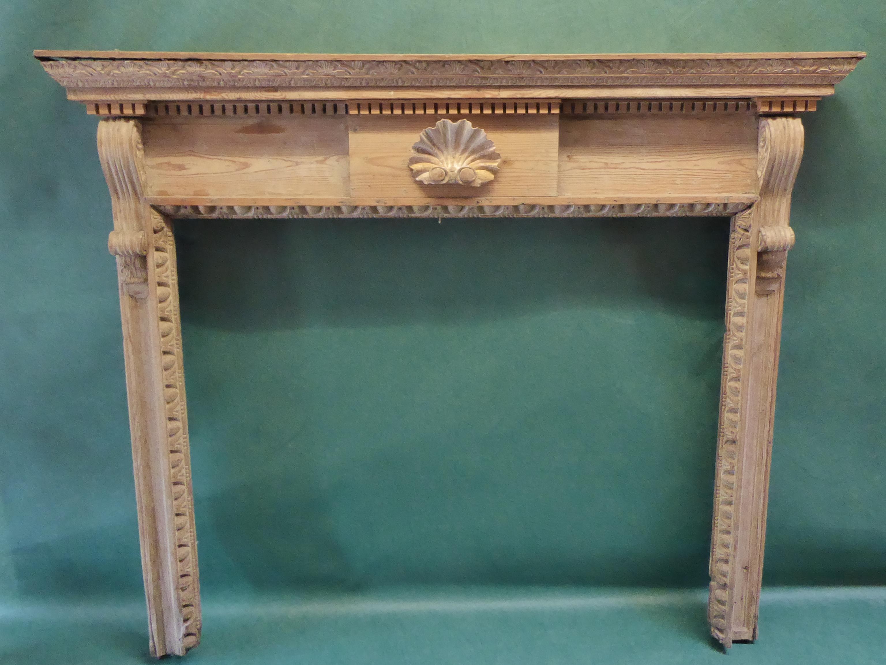 Chimney Piece, Mantle Piece Carved Pinewood George II circa 1730 Wth Shell For Sale 2