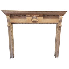 Chimney Piece, Mantle Piece Carved Pinewood George II circa 1730 Wth Shell