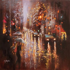 Autumn Rain in Lexington Avenue, Painting, Oil on Canvas