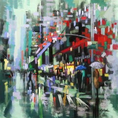 BROADWAY RAIN, Painting, Oil on Canvas