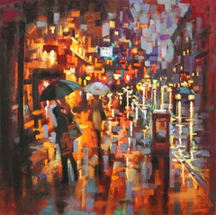 Evening Rain in Sullivan Street, Painting, Oil on Canvas