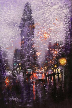 Flatiron Building in Winter, Painting, Oil on Canvas
