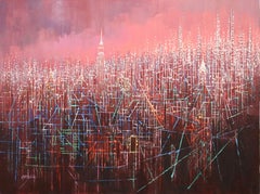 Manhattan in Twilight, Painting, Acrylic on Canvas