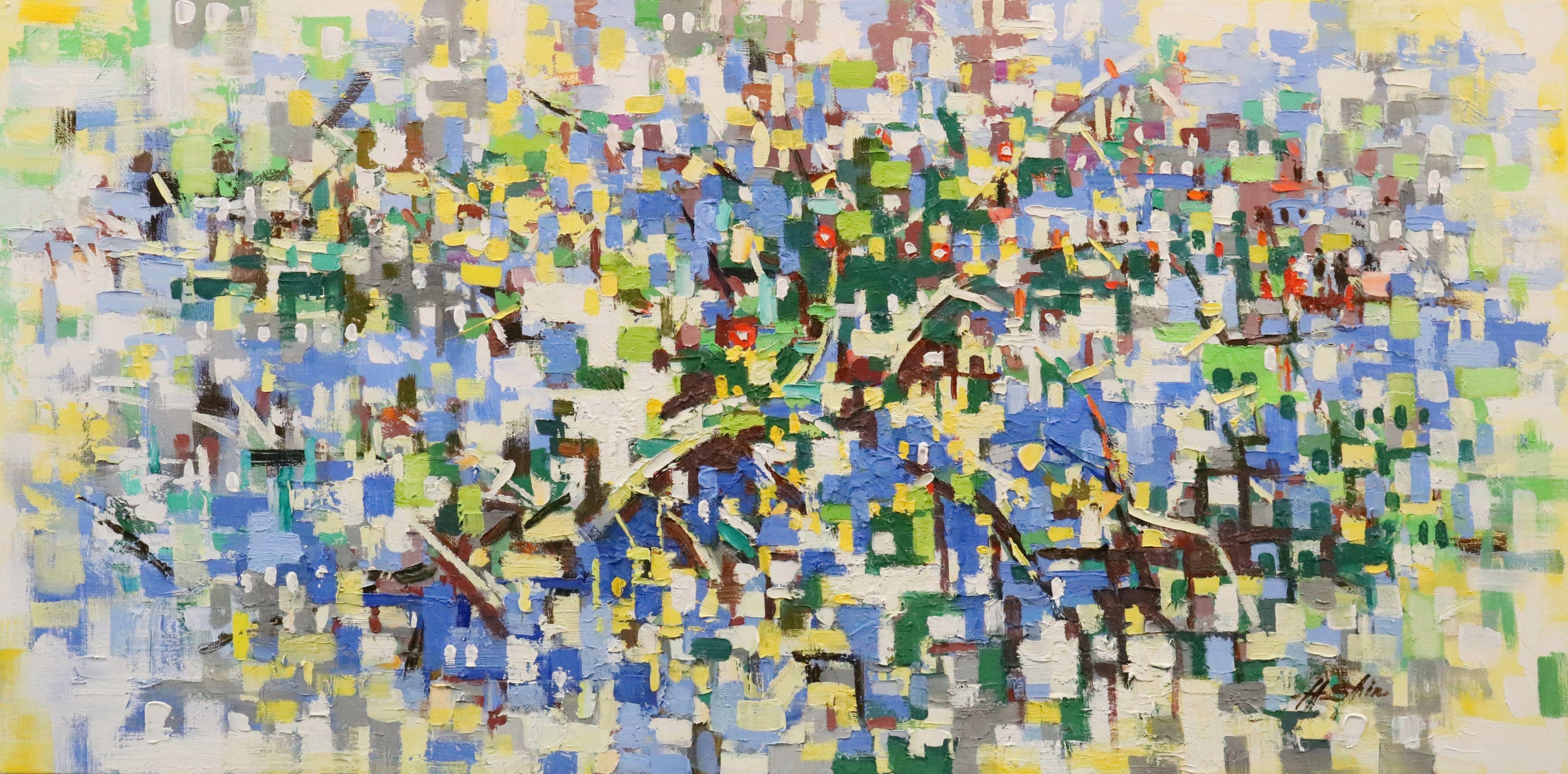 Abstract Painting di Chin H Shin - NORTH SHORE SPRING 1, Pittura, Olio su tela