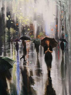 SPRING RAIN IN NEW YORK, Painting, Oil on Canvas