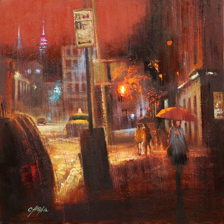Chin H Shin - THE EVENING at TRIBECA, Painting, Oil on Canvas For Sale ...