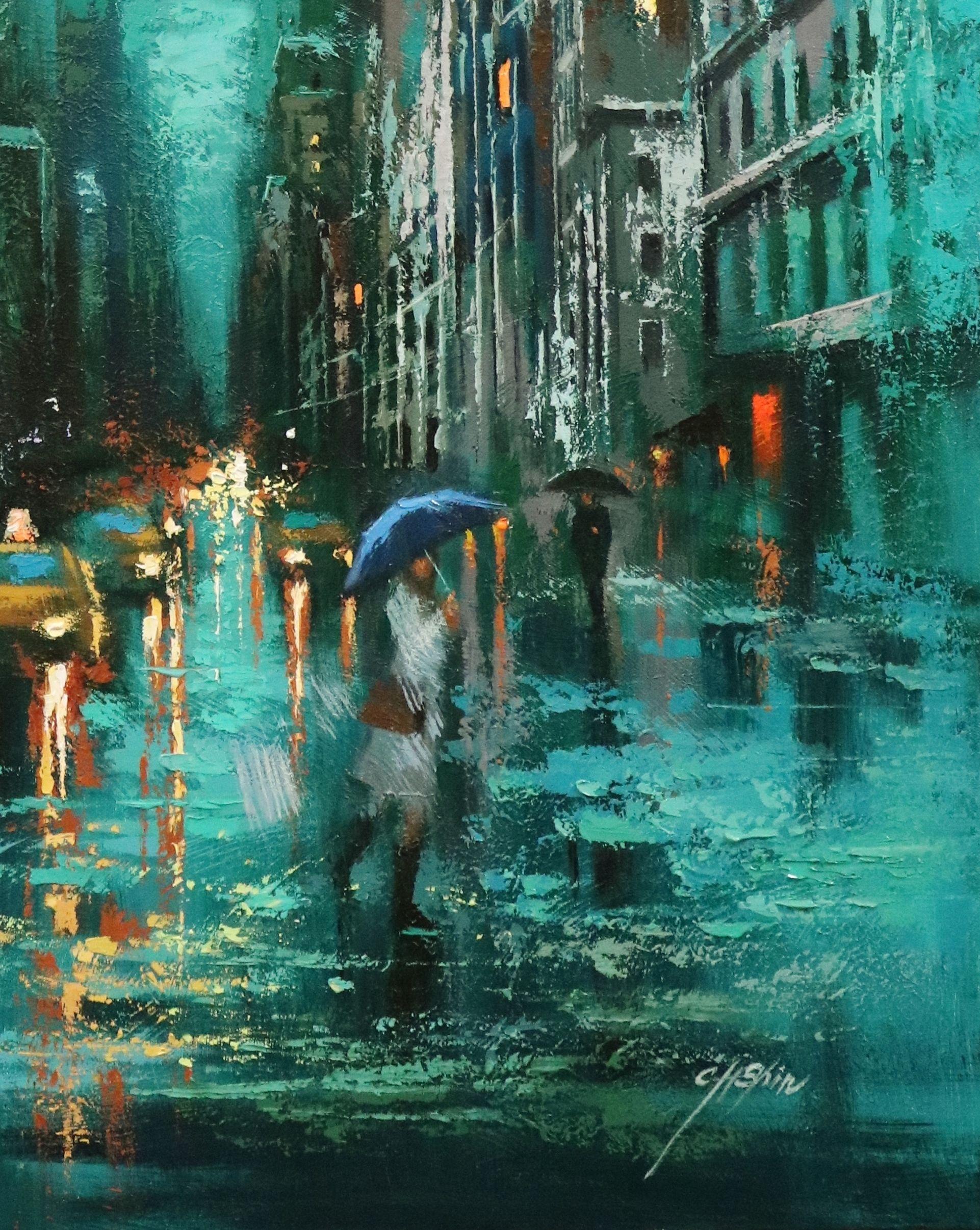 new york rain painting