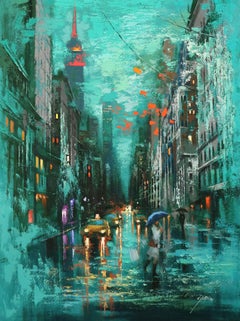The Myth of New York and April Rain, Painting, Oil on Canvas