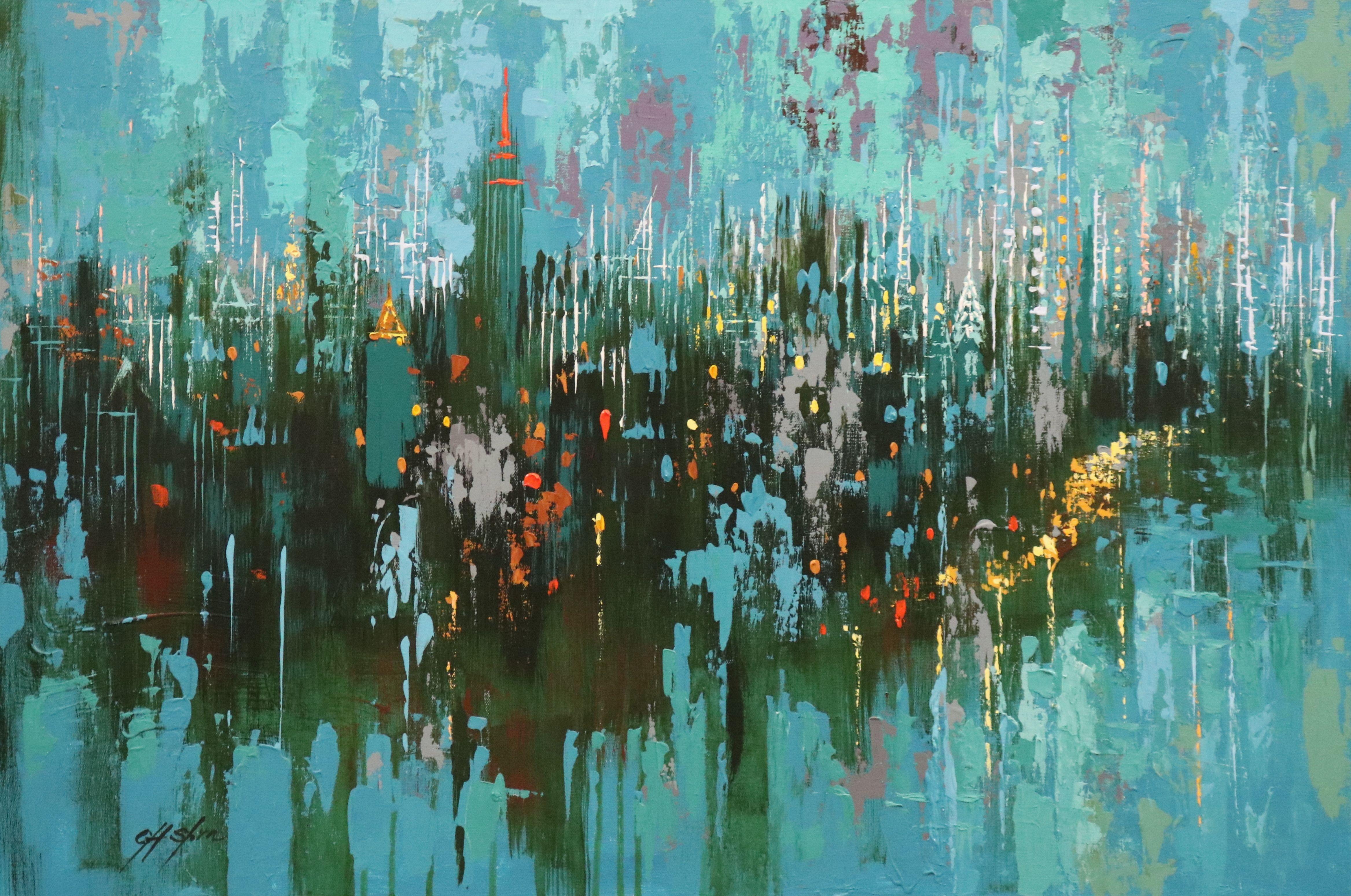 El mito del puerto de Nueva York, Pintura, Óleo sobre lienzo en venta 1