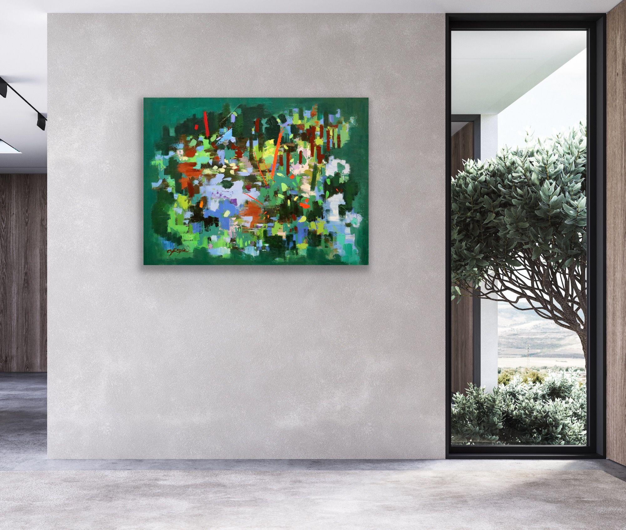 Acrilico e olio su tela    40 x 30 x 1 pollici    * La mia pittura è stata ispirata da tre elementi importanti dal punto di vista storico, uno è il ricordo dell'infanzia, l'altro è l'ispirazione istantanea dalla Nature e, infine, l'ispirazione dalla