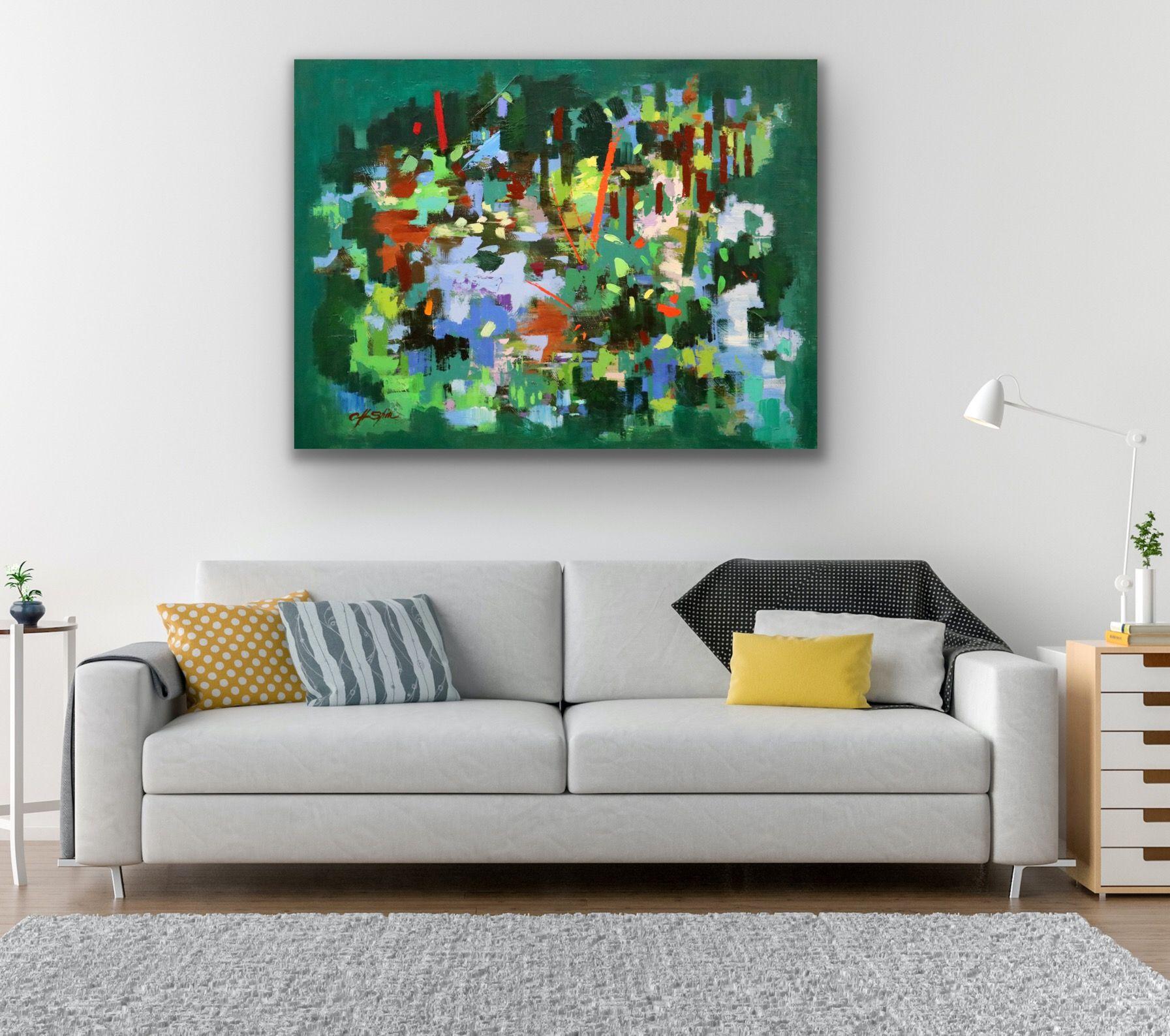 Lo stagno, Pittura, Olio su tela in vendita 1