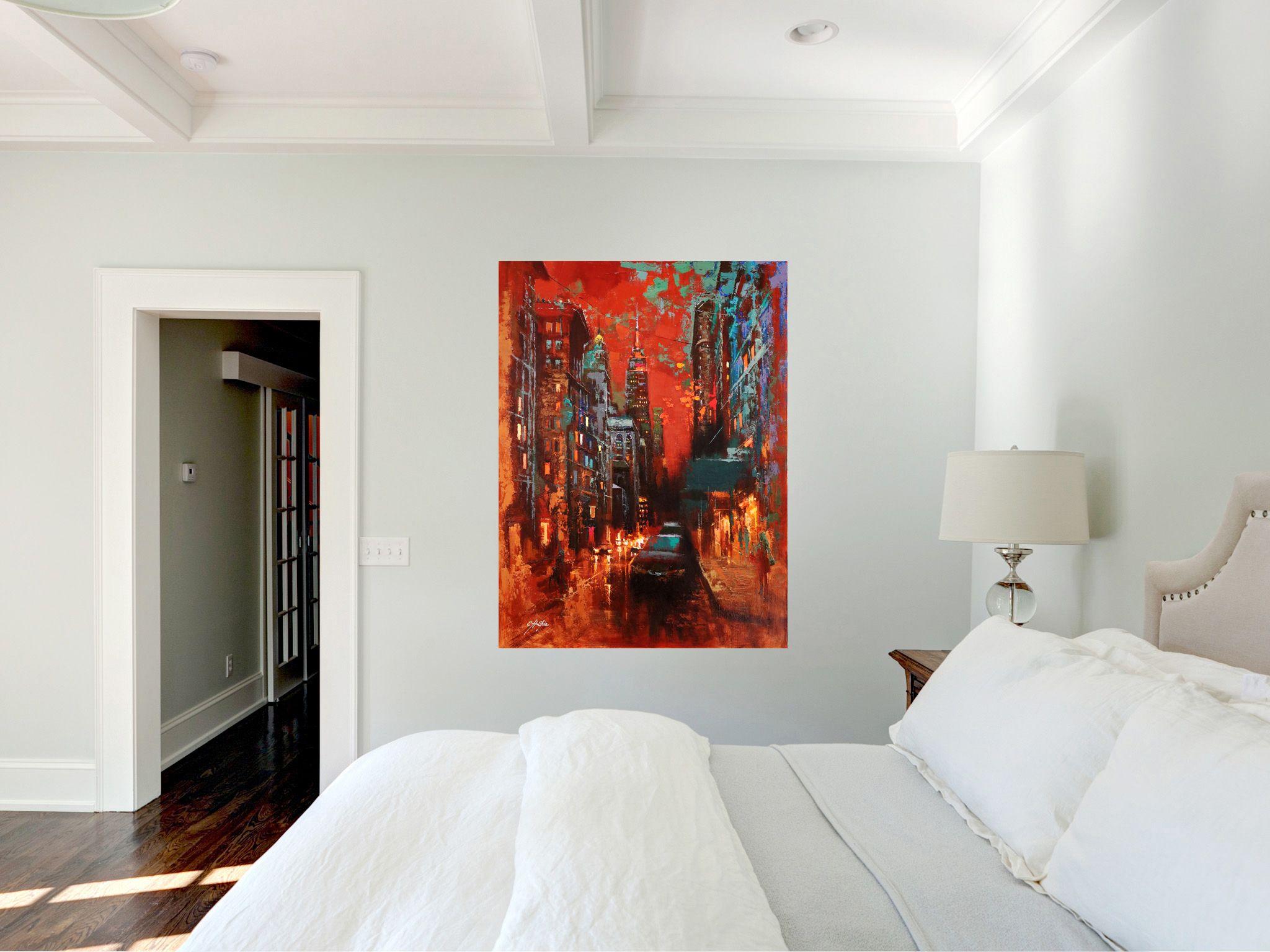 Le ciel rouge et le mythe de New York, peinture à l'huile sur toile 1