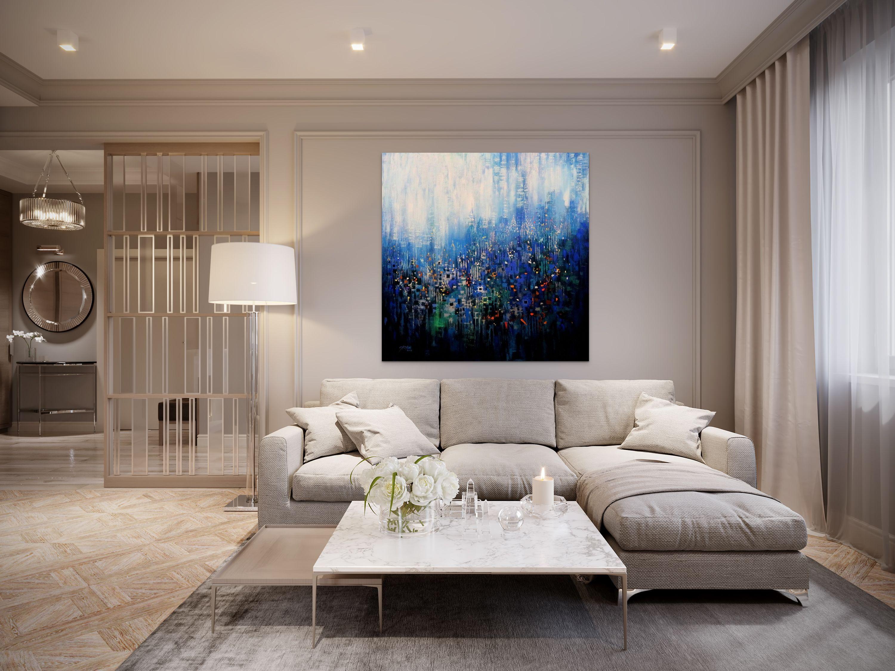 Bosque urbano 15 Azul, Pintura, Óleo sobre lienzo en venta 1