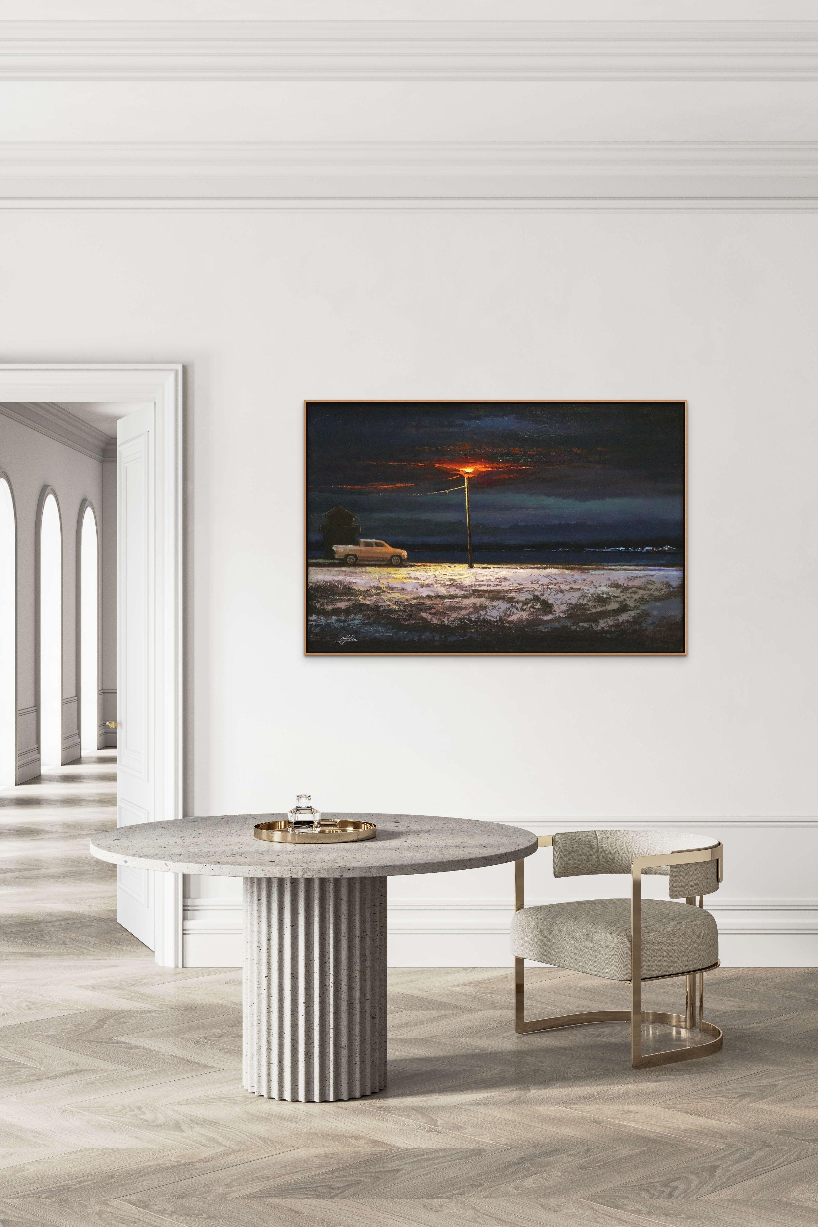 Puerto de invierno, Pintura, Óleo sobre lienzo en venta 1