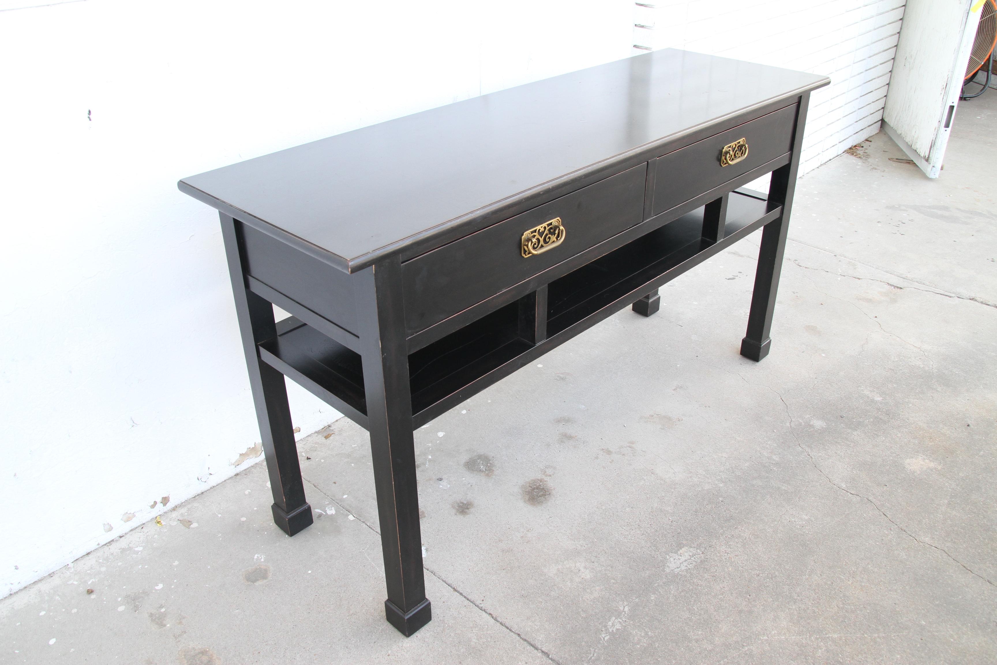 North American Chin Hua Baker Style Ebonized Console Table For Sale