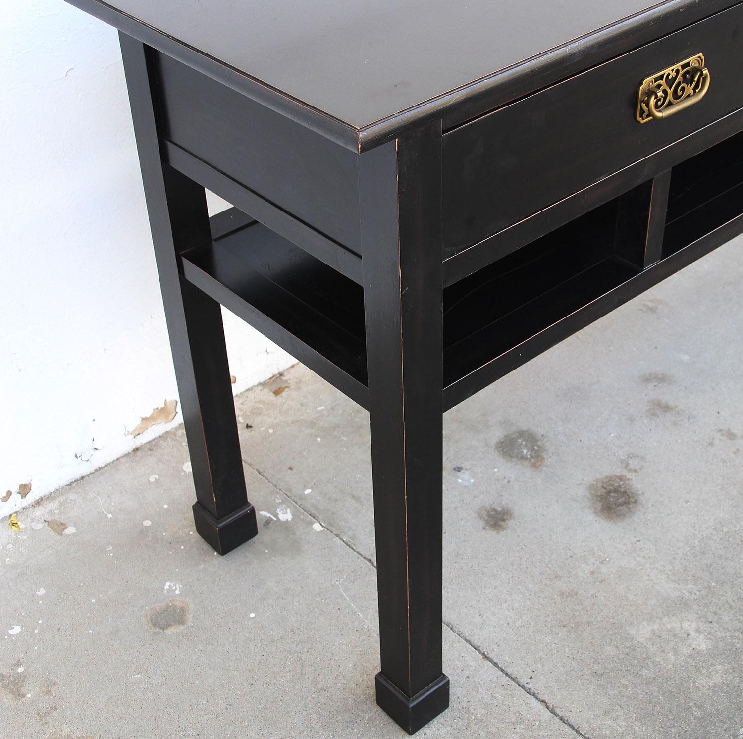 Chin Hua Baker Style Ebonized Console Table For Sale 1
