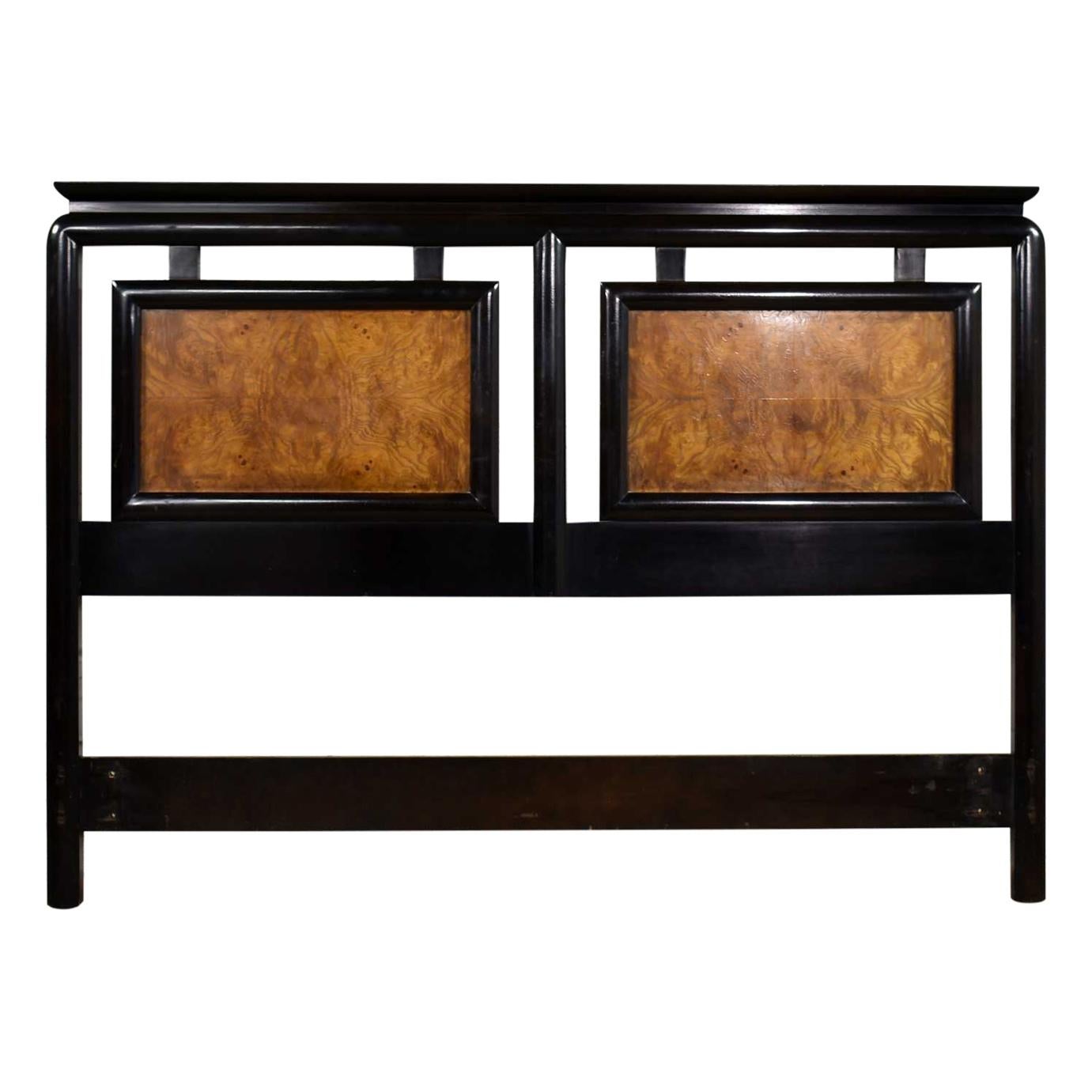 Chin Hua Black & Burl Wood Full-Size Headboard Raymond Sobota Century Furniture