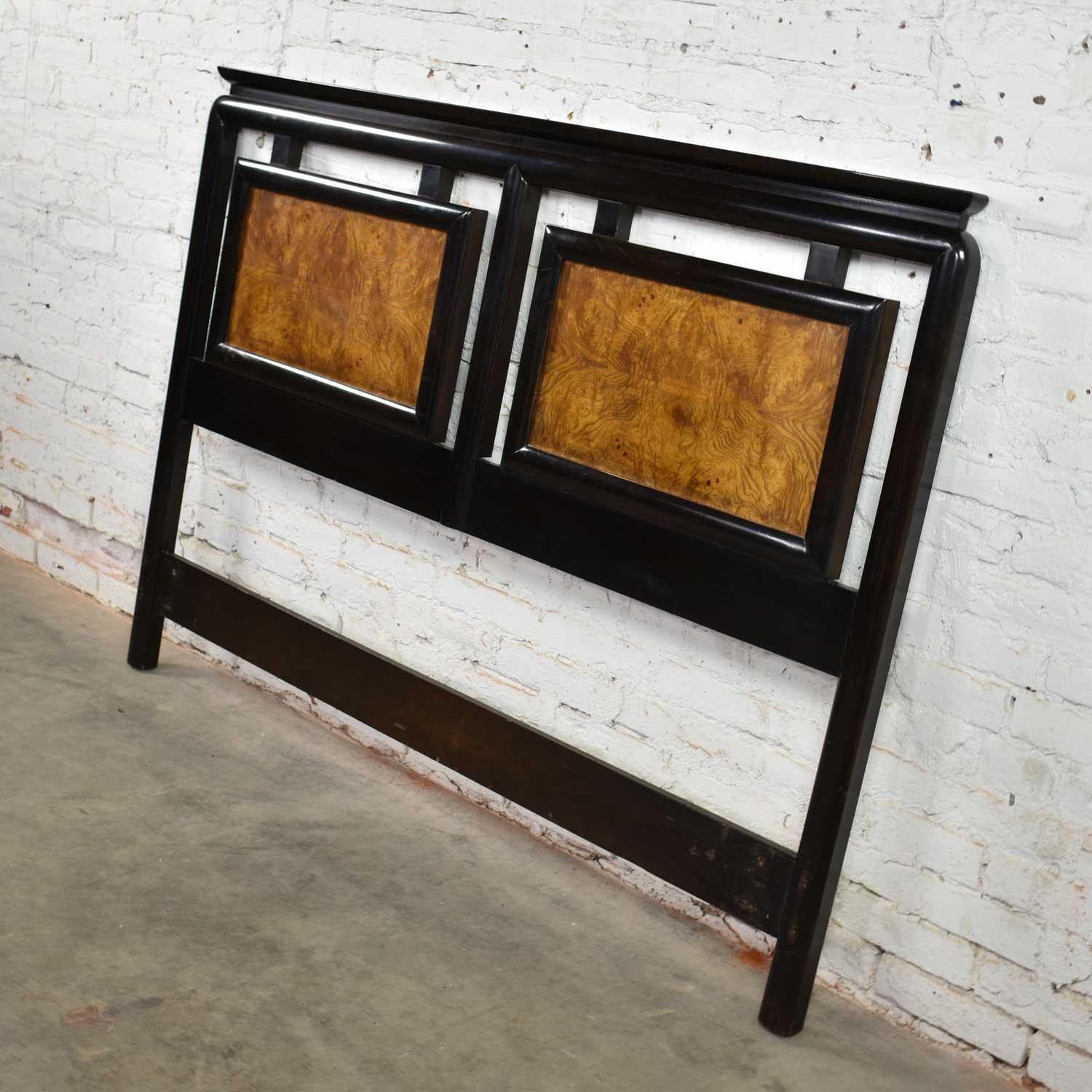 Chin Hua Black & Burl Wood Full-Size Headboard Raymond Sobota Century Furniture 2